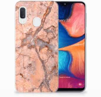 B2Ctelecom TPU Siliconen Backcover Samsung A20e Design Marmer Oranje