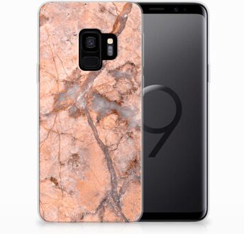 B2Ctelecom TPU Siliconen Backcover Samsung Galaxy S9 Marmer Oranje