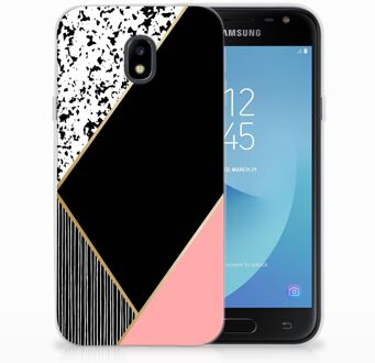 B2Ctelecom TPU Siliconen Case Back Cover Samsung J3 2017 Black Pink Shapes