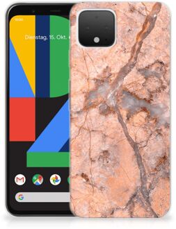 B2Ctelecom TPU Siliconen Hoesje Google Pixel 4 Marmer Oranje