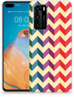 B2Ctelecom TPU Siliconen Hoesje Huawei P40 Doorzichtig Hoesje Zigzag Color