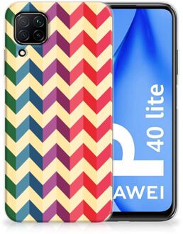 B2Ctelecom TPU Siliconen Hoesje Huawei P40 Lite Doorzichtig Hoesje Zigzag Color