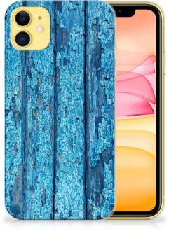 B2Ctelecom TPU Siliconen hoesje iPhone 11 Bumper Hoesje Blauw Wood