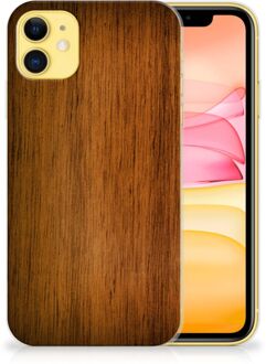 B2Ctelecom TPU Siliconen hoesje iPhone 11 Bumper Hoesje Donker Hout