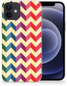 B2Ctelecom TPU Siliconen Hoesje iPhone 12 | 12 Pro (6.1") Doorzichtig Hoesje Zigzag Color