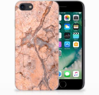 B2Ctelecom TPU siliconen hoesje iPhone 7 | 8 Marmer Oranje