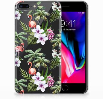 B2Ctelecom TPU Siliconen Hoesje iPhone 7 Plus | 8 Plus Design Flamingo Palms