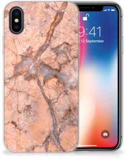B2Ctelecom TPU-siliconen Hoesje iPhone Xs | X/10 Design Marmer Oranje