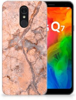 B2Ctelecom TPU Siliconen Hoesje LG Q7 Marmer Oranje