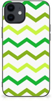 B2Ctelecom TPU Siliconen Hoesje met Foto iPhone 12 Pro | 12 (6.1") Telefoonhoesje met Zwarte rand Zigzag Groen