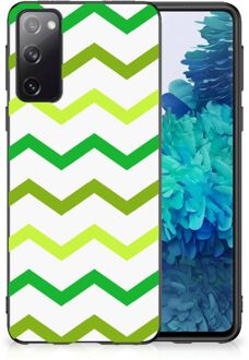 B2Ctelecom TPU Siliconen Hoesje met Foto Samsung Galaxy S20 Telefoonhoesje met Zwarte rand Zigzag Groen