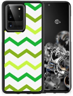 B2Ctelecom TPU Siliconen Hoesje met Foto Samsung Galaxy S20 Ultra Telefoonhoesje met Zwarte rand Zigzag Groen