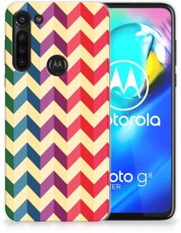 B2Ctelecom TPU Siliconen Hoesje Motorola Moto G8 Power Doorzichtig Hoesje Zigzag Color