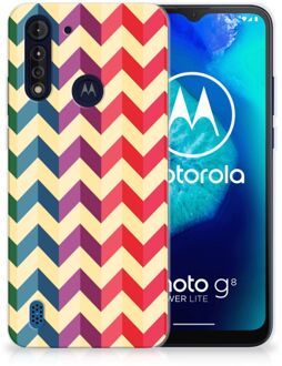 B2Ctelecom TPU Siliconen Hoesje Motorola Moto G8 Power Lite Doorzichtig Hoesje Zigzag Color