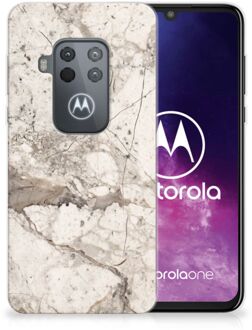 B2Ctelecom TPU Siliconen Hoesje Motorola One Zoom Marmer Creme