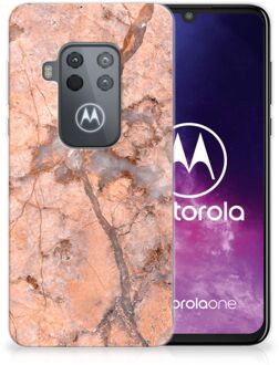 B2Ctelecom TPU Siliconen Hoesje Motorola One Zoom Marmer Oranje