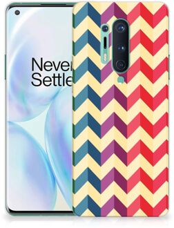 B2Ctelecom TPU Siliconen Hoesje OnePlus 8 Pro Doorzichtig Hoesje Zigzag Color