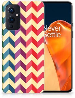 B2Ctelecom TPU Siliconen Hoesje OnePlus 9 Doorzichtig Hoesje Zigzag Color