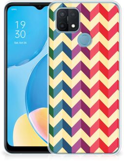 B2Ctelecom TPU Siliconen Hoesje OPPO A15 Doorzichtig Hoesje Zigzag Color