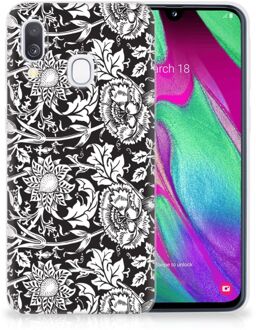 B2Ctelecom TPU Siliconen Hoesje Samsung A40 Black Flowers