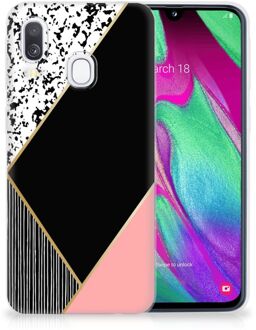 B2Ctelecom TPU Siliconen Hoesje Samsung A40 Black Pink Shapes