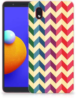 B2Ctelecom TPU Siliconen Hoesje Samsung Galaxy A01 Core Doorzichtig Hoesje Zigzag Color