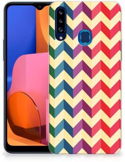 B2Ctelecom TPU Siliconen Hoesje Samsung Galaxy A20s Doorzichtig Hoesje Zigzag Color