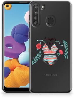 B2Ctelecom TPU Siliconen Hoesje Samsung Galaxy A21 Telefoon Hoesje Boho Summer