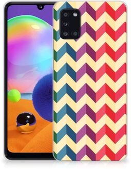 B2Ctelecom TPU Siliconen Hoesje Samsung Galaxy A31 Doorzichtig Hoesje Zigzag Color