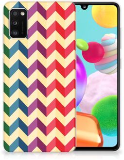 B2Ctelecom TPU Siliconen Hoesje Samsung Galaxy A41 Doorzichtig Hoesje Zigzag Color