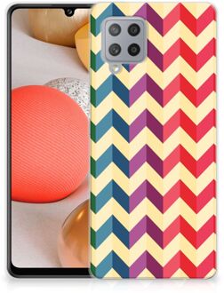 B2Ctelecom TPU Siliconen Hoesje Samsung Galaxy A42 Doorzichtig Hoesje Zigzag Color