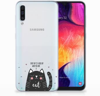 B2Ctelecom TPU Siliconen Hoesje Samsung Galaxy A50 Design Cat Good Day