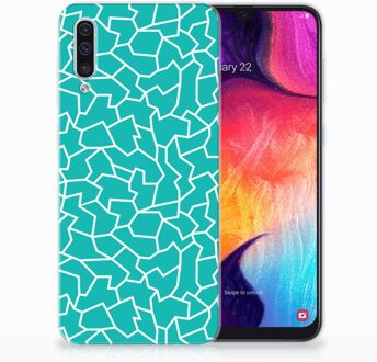 B2Ctelecom TPU Siliconen Hoesje Samsung Galaxy A50 Design Cracks Blue