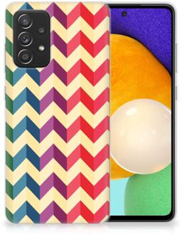 B2Ctelecom TPU Siliconen Hoesje Samsung Galaxy A52 (5G/4G) Doorzichtig Hoesje Zigzag Color