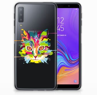 B2Ctelecom TPU Siliconen Hoesje Samsung Galaxy A7 (2018) Cat Color