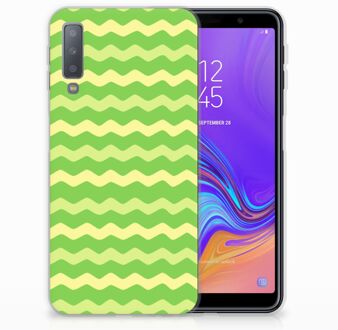 B2Ctelecom TPU siliconen Hoesje Samsung Galaxy A7 (2018) Design Waves Green