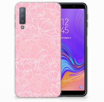 B2Ctelecom TPU siliconen Hoesje Samsung Galaxy A7 (2018) Design White Flowers