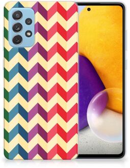 B2Ctelecom TPU Siliconen Hoesje Samsung Galaxy A72 Doorzichtig Hoesje Zigzag Color