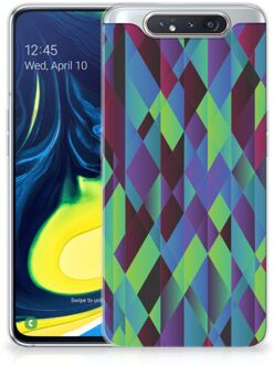 B2Ctelecom TPU Siliconen Hoesje Samsung Galaxy A80 Abstract Green Blue