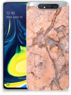 B2Ctelecom TPU-siliconen Hoesje Samsung Galaxy A80 Marmer Oranje