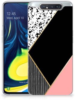 B2Ctelecom TPU Siliconen Hoesje Samsung Galaxy A80 Zwart Roze Vormen