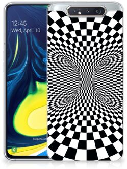 B2Ctelecom TPU Siliconen Hoesje Samsung Galaxy A80 zwart-wit Design Illusie