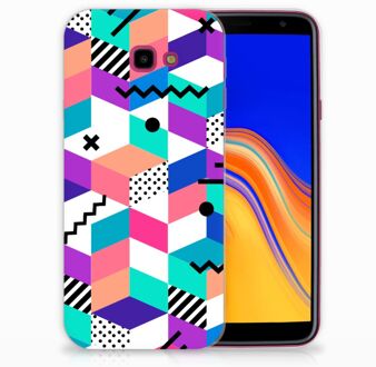 B2Ctelecom TPU Siliconen Hoesje Samsung Galaxy J4 Plus (2018) Design Blocks Colorful