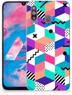 B2Ctelecom TPU Siliconen Hoesje Samsung Galaxy M30 Kleurrijk Blokken