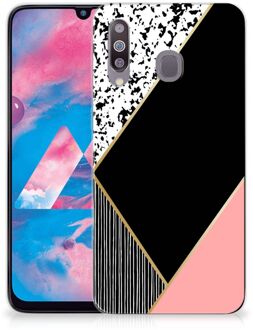 B2Ctelecom TPU Siliconen Hoesje Samsung Galaxy M30 Zwart Roze Vormen