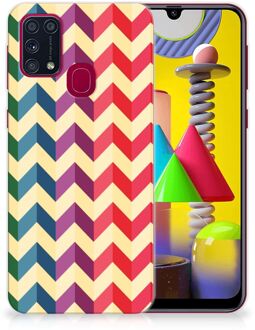 B2Ctelecom TPU Siliconen Hoesje Samsung Galaxy M31 Doorzichtig Hoesje Zigzag Color