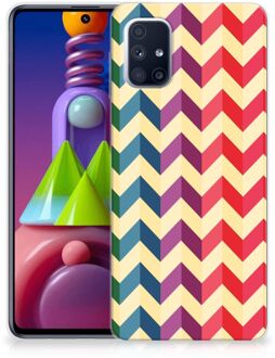 B2Ctelecom TPU Siliconen Hoesje Samsung Galaxy M51 Doorzichtig Hoesje Zigzag Color