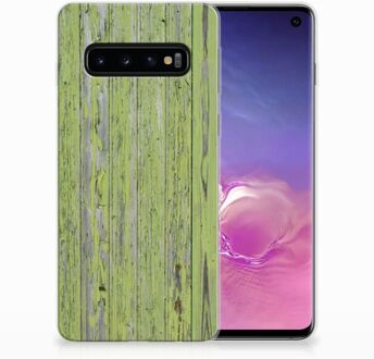 B2Ctelecom TPU Siliconen Hoesje Samsung Galaxy S10 Design Green Wood