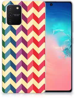 B2Ctelecom TPU Siliconen Hoesje Samsung Galaxy S10 Lite Doorzichtig Hoesje Zigzag Color