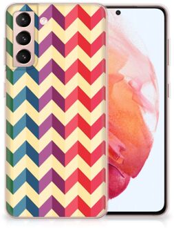 B2Ctelecom TPU Siliconen Hoesje Samsung Galaxy S21 Doorzichtig Hoesje Zigzag Color